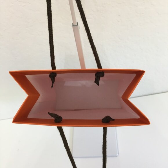 Hermes Small Shopping Bag 8.5" x 5.75 x 2.5" Orange Paper Authentic - Picture 10 of 15